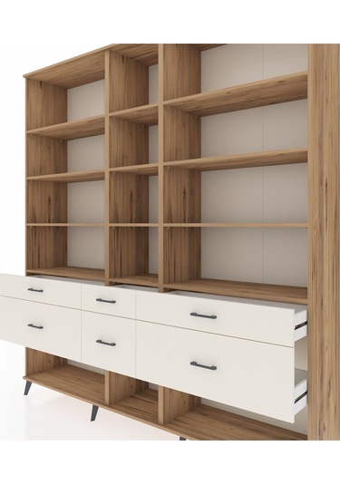 Hyperion Dolap 12 Raflı 6 Çekmeceli 220x44x243 Çam-çam/aytaşı Atlas Çam/aytası