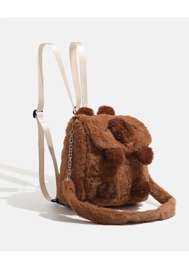 Charhp&kejnt Resmi Orijinal Capibara Peluş Sırt Çantası Kadın Çok İşlevli Banliyö Postacı Omuz Çantası Kahverengi