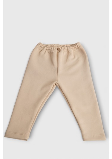 Pamuk Yumuşak Esnek Kumaş Bebek Çocuk Tayt Sütlü Kahve