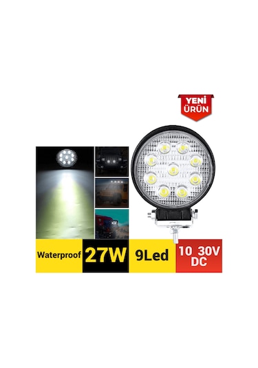 27w 9 Ledli Yuvarlak 10-30v Çalışma Lambası 301 0506