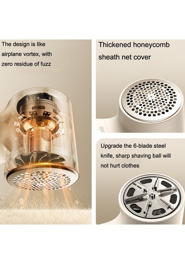 Joyroom Jr-cy517 Usb Elbise Tüylenme Düzeltici Ev Tipi Tüy Temizleme, Stil: 2 Bıçak Kafalı Beyaz Beyaz