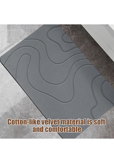 Dofolink Gri Diyatom Topraklı Banyo Minderi - Suyu Çeker, Kaymaz, Hızlı Kuruyan, Islaklıktan Koruyan, Banyo Ve Lavabo Kullanıma Uygun, 40x60 Cm Gri