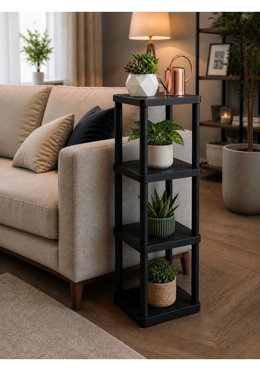 Sakura 4 Katlı Çiçeklik Saksılık Siyah