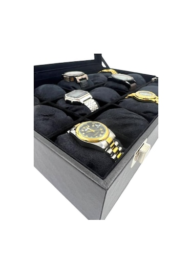Richbo x 15'li Saat Kutusu Siyah/alcantara Süet