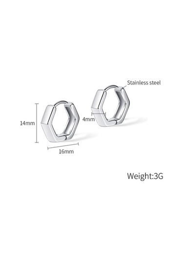 Flybuy Opk Ge936 1 Kişiselleştirilmiş Paslanmaz Çelik Geometrik Küpe, 16x14x4mm, 3g, Serin Stil, Paslanmaz Çelik Orta Boy