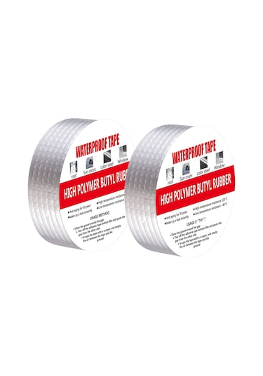 Vkemall Alüminyum Ağlı Butil Bant, Su Geçirmez, 1.0mm Kalınlık, 5cm X 5m, Sıcak Dayanıklı, Çok Yüzey Uyumlu, İngilizce Paket