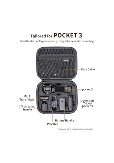 Gajeena Djı Pocket 3 Uyumlu Taşıma Çantası - Kamera, Tripod Ve Aksesuarlar İçin Organizatör Çanta Siyah