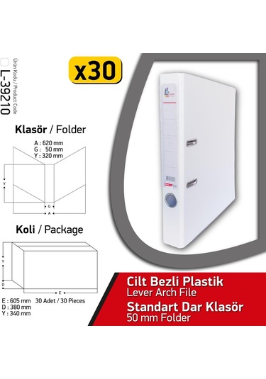 Laçin Klasör Beyaz Dar 30 Adet 1 Koli