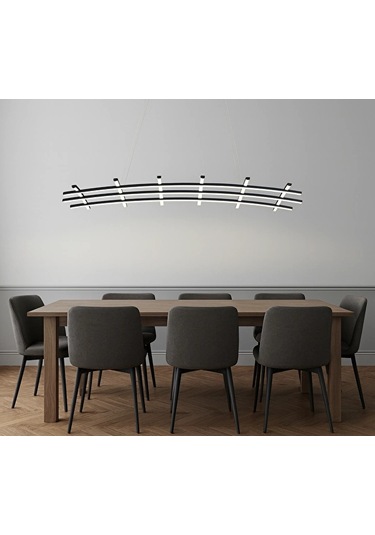 Soop Izgara Led Avize Sarkıt Avize 120x40 Cm 108 Watt Siyah