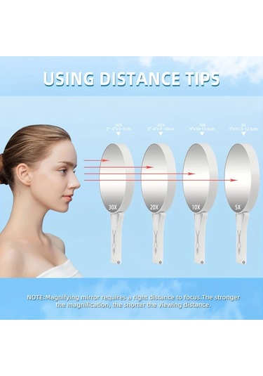 Willowhaven Çift Taraflı Katlanır 4.5 İnç El Aynası 5x 30x Büyütme Gri Gri