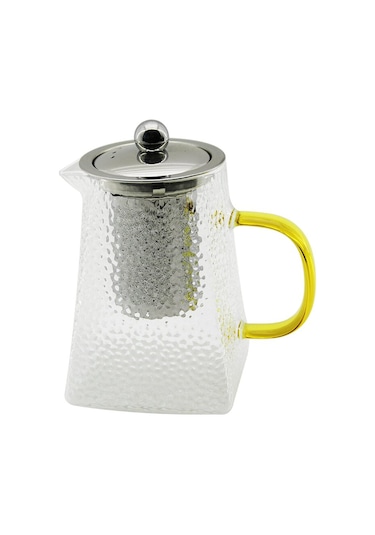 Kare Kabartmalı - Borosilikat Cam Demlik 550ml 5224 Çok Renkli