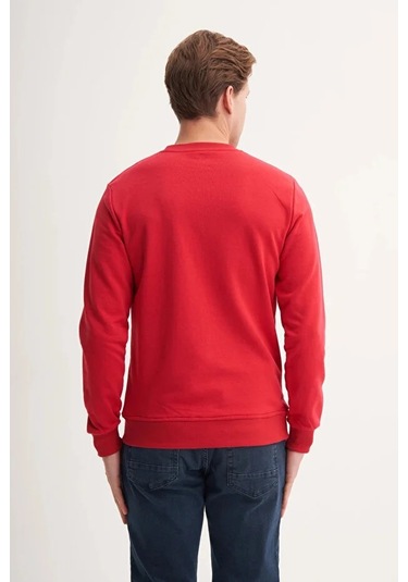 Cazador Pamuk Karışımlı Mevsimlik 3 İplik Slim Fit Sweatshirt-53875 Kırmızı