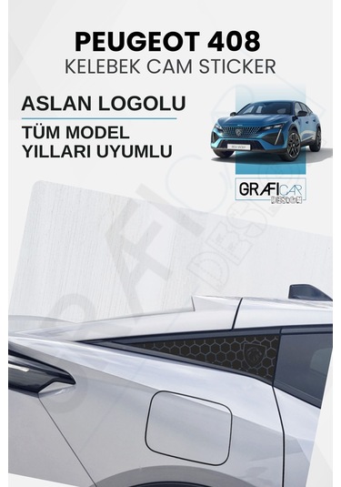 Peugeot 408 Uyumlu Kelebek Cam Sticker Set - Logolu
