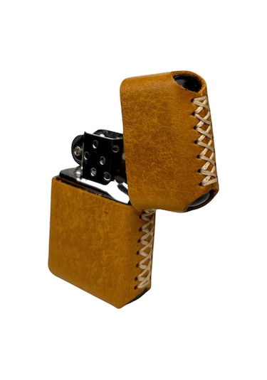 Handmade El Yapımı Hakiki Deri Zippo Modeli Çakmak Camel