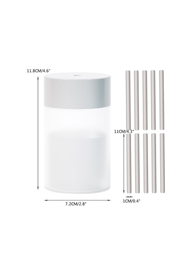 Yifomall Ev Ve Araç Kullanıma Uygun Usb Nemlendirici Aromaterapi Makinesi - Renkli Buhar Atomizer + 10 Adet Pamuk Çubuğu Beyaz