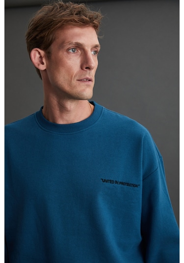 Marshall Erkek Pamuklu Içi Polarlı Nakışlı Relaxed Petrol Yeşili Eşofman Takımı