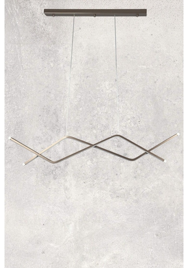 Utku Modern Tasarım Kahverengi Yemek Masası Üstü - Mutfak - Salon Beyaz Led 2 Li Avize Kahverengi