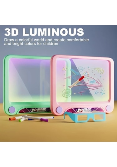 Trendooze Cloud011 Yeşil 3d Işıklı Çizim Tahtası Çocuklar İçin Oyuncağı Yaratıcı Sanat Eğitimi Yeşil Yeşil