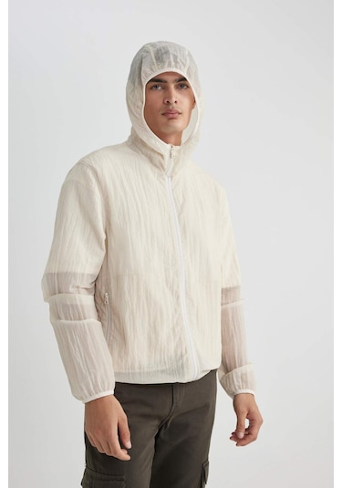 DeFacto Regular Fit Kapüşonlu Yağmurluk Fermuarlı Cepli - B5588AX24SPER42