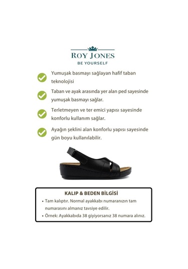 Roy Jones 1817 Siyah Comfort Casual Anatomik Rahat Kalıp Sandalet Siyah