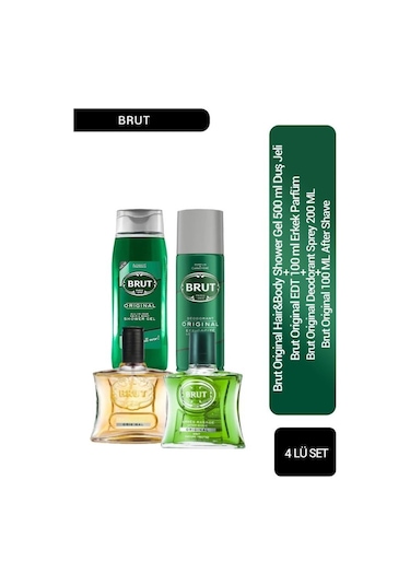 Brut Original Erkek Parfüm EDT 100 ML + After Sahve 100 ML + Duş Jeli 500 ML + Sprey Deodorant 200 ML