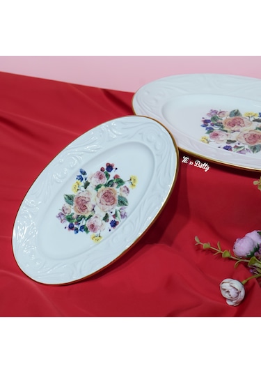 Rose Deluxe Porselen 2'li Kayık Tabak Pembe