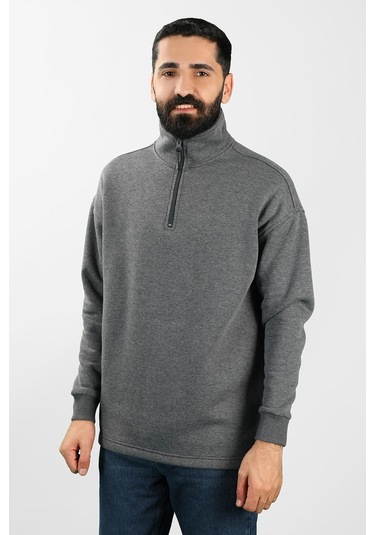 Unisex Balıkçı Yaka Antrasit Sweatshirt Çok Renkli
