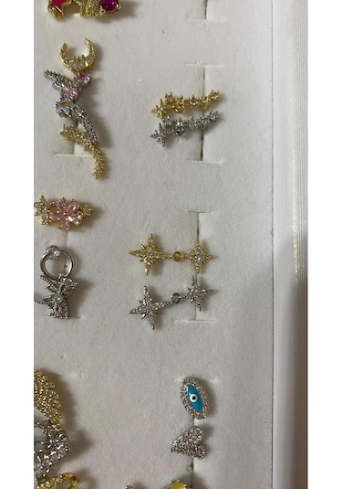 Kutup Yıldızı Tragus Pearsıng Çelik Kıkırdak Küpe 1 Adet Altın