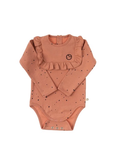 Uzun Kollu Fırfırlı Ayarlanabilir Çıtçıtlı Zıbın Cosmos Pembe Org Pembe Dots