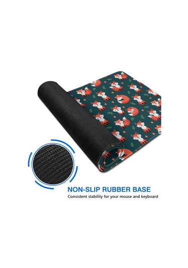 Fox Büyük Oyun Mouse Pad 35.4x15.7 Inch,kaymaz Kauçukmasaüstü, Dizüstü Ve Kablosuz Fare İçin-a10