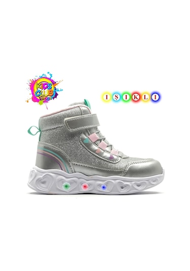 Cool Kids Ortopedik Işıklı Taban Kız Çocuk Bot Gümüş