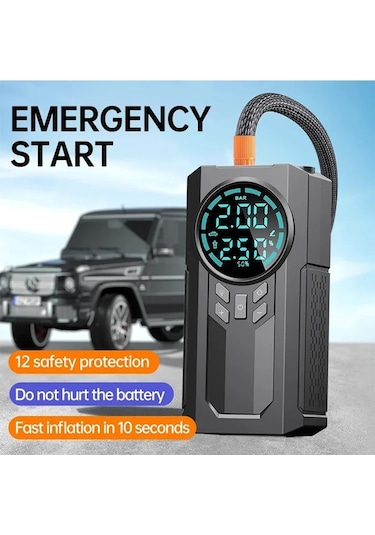 4 Ü 1 Arada Lastik Şişirici Akü Takviyesi Powerbank Led Işı