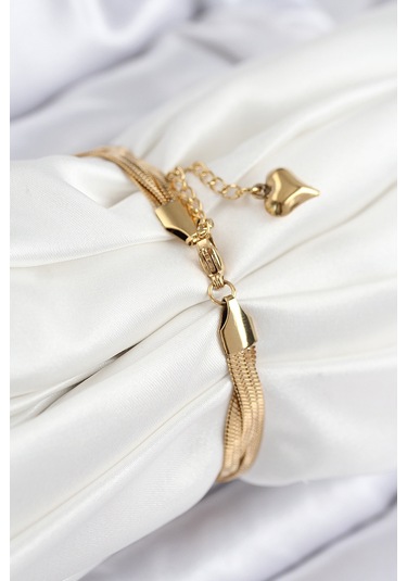 316l Çelik Örgü İtalyan Zincir Model Gold Renk Kadın Bileklik Çok Renkli