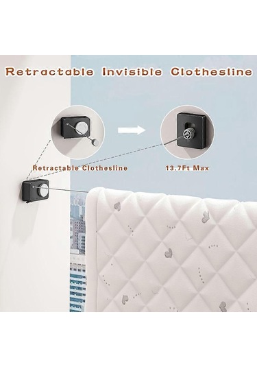 Ganzhoushop Geri Çekilebilir Çamaşır Askıları - 4.2m İç Mekan Dış Mekan Çamaşır Askısısiyah Çok Renkli