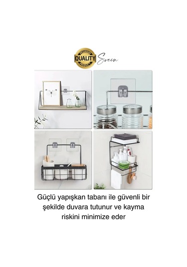 6 Ad. Ekstra Güçlü Kendinden Yapışkanlı İz Bırakmaz Suya Dayanıklı Banyo Rafı Tablo Ayna Askı Kanca Çok Renkli