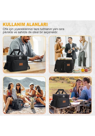 Haegs Termal Çanta, Soğuk Sıcak Tutucu Yalıtımlı Çanta, Soğutucu Buzluk Yemek Çantası 8,5l - Gri