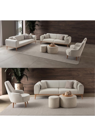 Rebull 3+3+1+1 Koltuk Takımı Bej