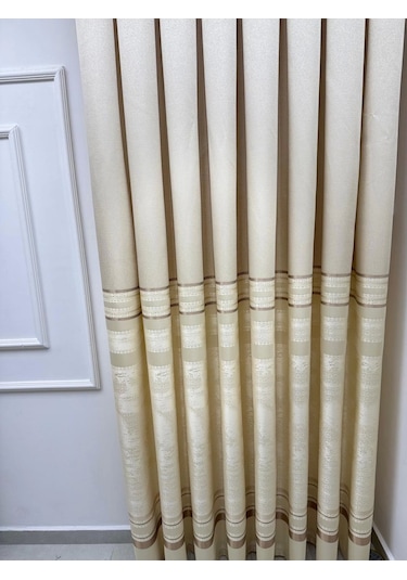 Nivemeshome Urla V-101 Krem 1/3 Sık Pileli Fon Perde Apm Krem