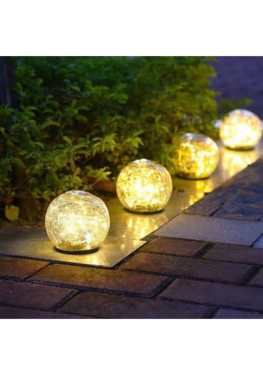 Moly Güneş Enerjili Çatlak Cam Toplu Bahçe Işığı - Ip65 Su Geçirmez, 8-10 Saat Süre, 30 Ledli Renkli, 2 Adet 12 Cm Paket Çok Renkli