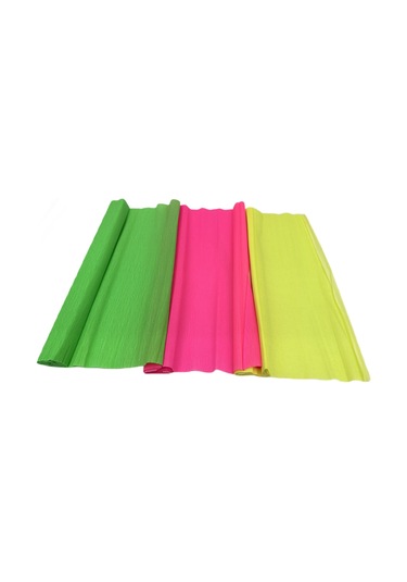 Roco Paper Neon Renkli Krapon Kağıtları - 3'lü Set 40gr 50x250cm