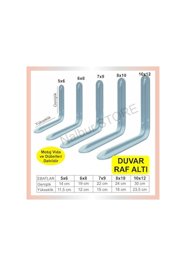 Raf Altı Lüks Beyaz Fırın Boyalı-10X12-Vida Dübel Dahil-Sağlam-Da