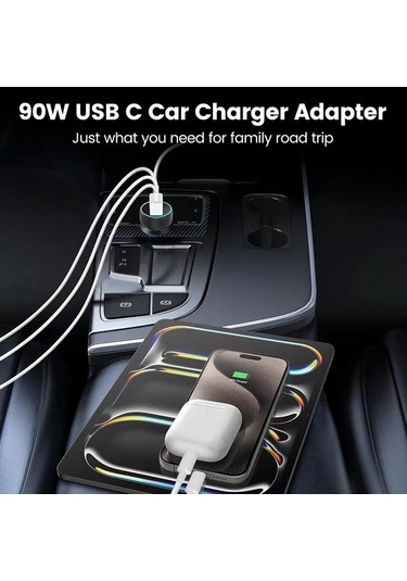 Novahub 4 Port 90w Usb C Araç Şarj Cihazı Hızlı Şarj Qc3.0 Black Black