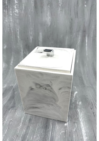 Mermer Desenli Banyo Tuvalet Wc Mini Boy Beton Çöp Kovası 2 Litre Mermer Deseni