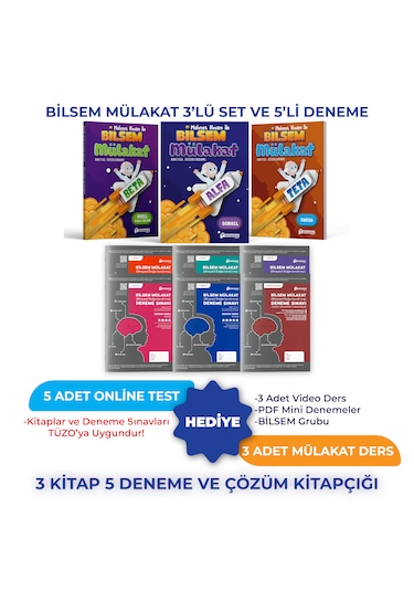 Tüm Sınıflar İçin Bilsem Mülakat 3'lü Set Ve 5'li Deneme