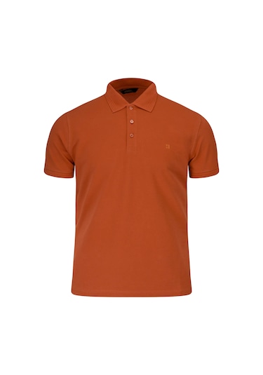 Hatemoğlu Turuncu Regular Fit Polo Yaka 100% Pamuk Tişört Turuncu - Beyaz