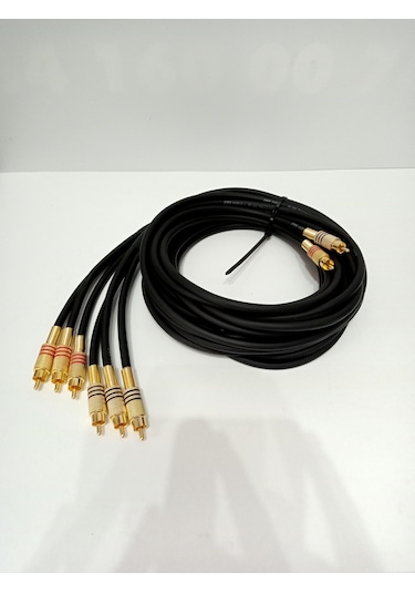 Amfi RCA Kablosu - El Yapımı Bakır - 2 Giriş 6 Çıkış - 5 Metre