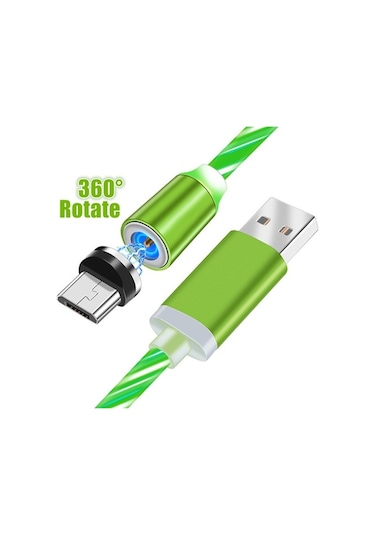 Mars 1 Metre Led Akışlı Manyetik İphone Uyumlu 2.4A Şarj Kablosu