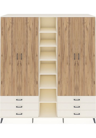 Kronos Dolap 13 Raflı 6 Çekmeceli 2 Askılı 220x59x243 Aytaşı-çam/aytaşı Atlas Çam/aytası
