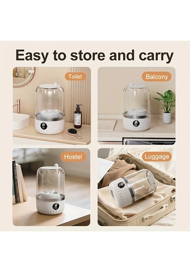 Fochsia Taşınabilir  Gri Type-c Şarjlı Seyahat Çamaşır Makinesi