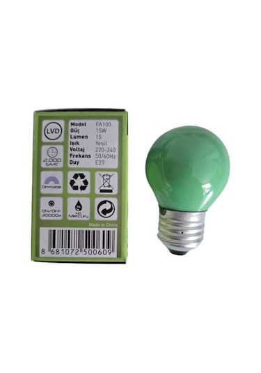 Fujika 15w Yeşil Gece Lambası Top Ampul 15lm E27 220v 7cmx4cm 1 Adet 1 Ad